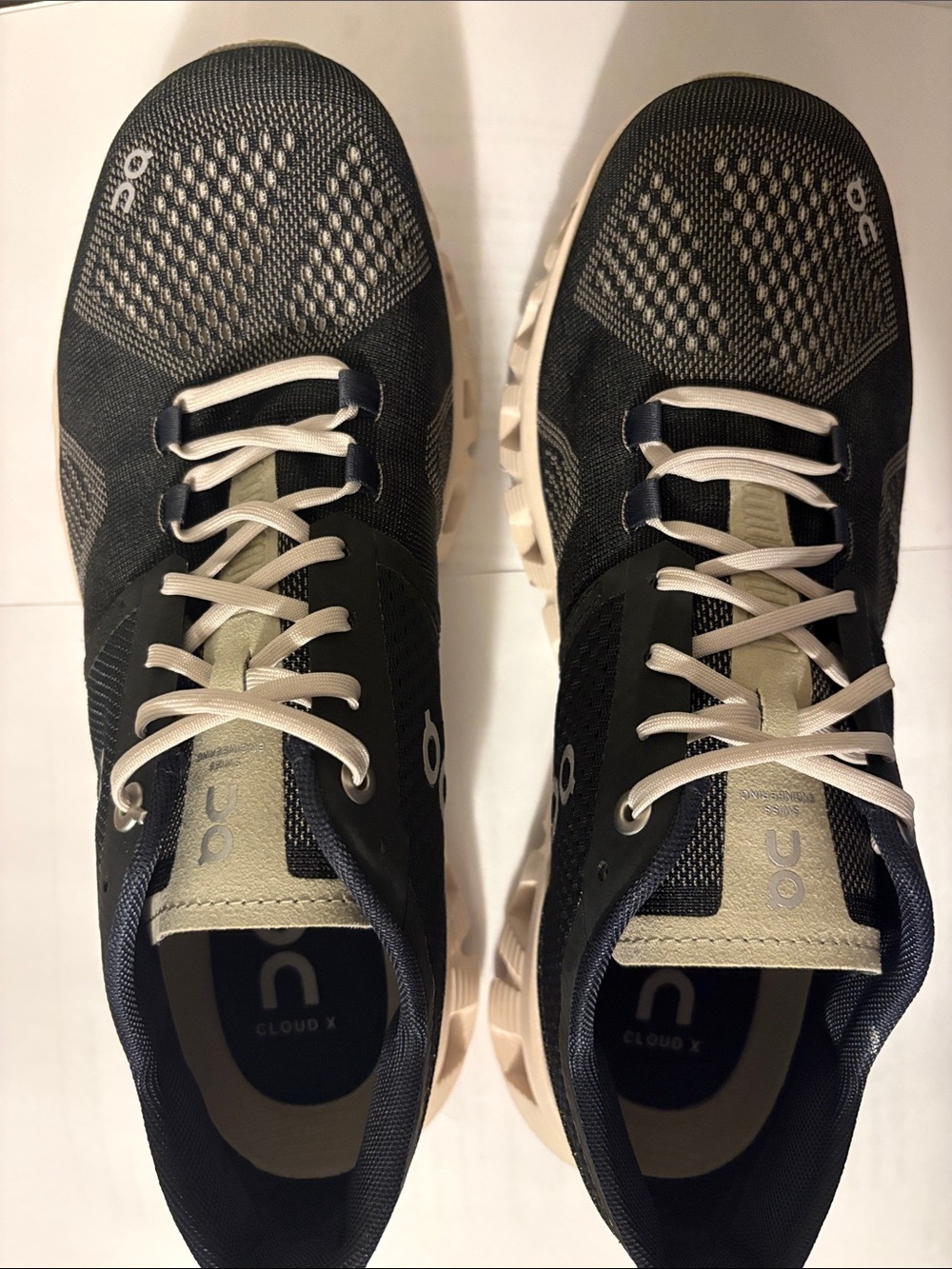 On Cloud X Running Black and Pearl Knit Sneaker Womens 8.5